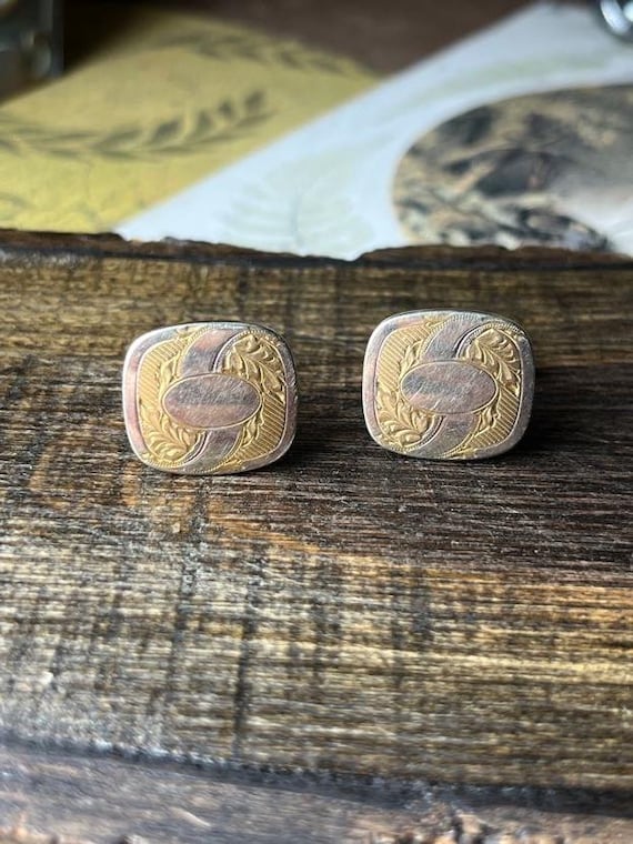 Vintage Van Guard Floral Flower Leaf Gold Filled Cufflinks V973