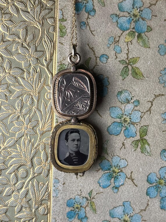 Antique Victorian Slide Locket With Tintype, Melainot… - Gem