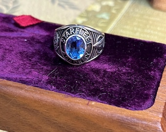Sterling Silver Star Trek Starfleet Academy Ring With Blue Glass Stone Size 10 V1852