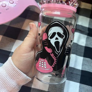 Ghostface Scream Tumbler: Horror Movie Cup with Knife Lid