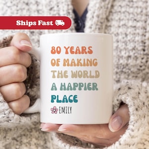 Personalized 80th Birthday Gift For Grandma, Custom Turning 80 Years Old Funny 80th Birthday Coffee Mug, Birthday Gift For Women 1945 Mug