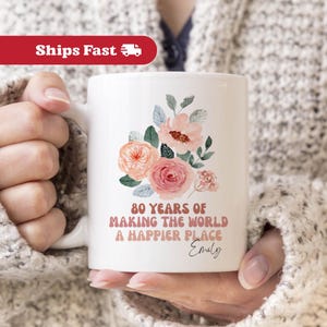 Custom 80th Birthday Mug Personalized 80th Birthday Gift For Women Gift For Grandma, Born in 1945 Turning 80 Years Old Mug For Great Grandma