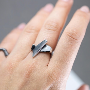 Asymmetric Sterling Silver Ring Inspired by Architecture, Textured & Polished  Silver Jewelry Everyday Wear Ring Gift for Her