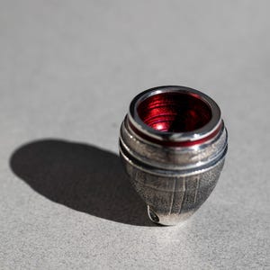 Red Enamel Sterling Silver Chunky Ring, Modernist Textured Bold Statement Jewelry, Handcrafted Silver Ring Unique Gift for Her