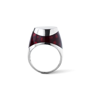 Perfect Balance Red Enamel Silver Ring Unique Rhodium-Plated Statement Silver Jewelry Sterling Silver Gift for Her Statement Jewelry
