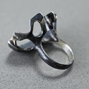 Chunky Statement Silver Ring, Architecture-Inspired Blackened Sterling Silver Ring, Artisan Handmade Jewelry, Brutalist Oxidized Silver Ring