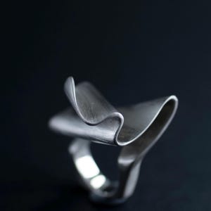 Sterling Silver Brutalist Ring Matted & Polished Chunky Statement Jewelry for Everyday Wear and Special Occasions Bold Modern Silver Ring