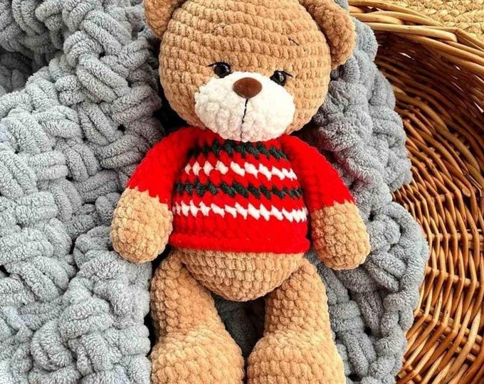 Handmade Crochet Bunny & Teddy Bear Set – Christmas Crochet Animal Toys, Santa Edition main image 0