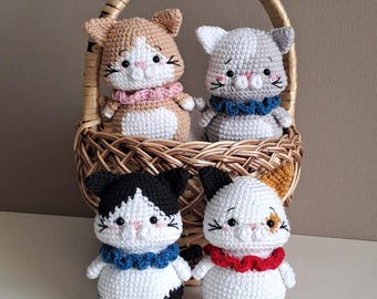 Mini Crochet Cat Plush, Amigurumi Kitty, Cat Lover Gift, Keychain Option