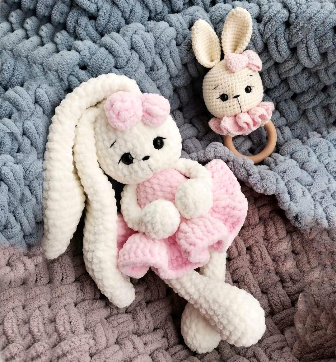 Handmade Crochet Newborn Bunny Gift Set (2pc) – Baby Shower Gift main image 1
