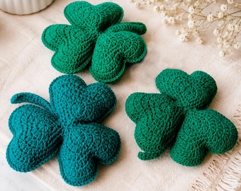 Crochet Shamrock Plush Pillow, Lucky Clover Decor, St Patrick’s Day Accent