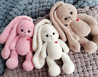 Crochet Bunny Plush, Amigurumi Rabbit, Handmade Soft Toy, Nursery Decor Baby Gift