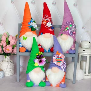 Colorful Handmade Plush Gnome – Soft Whimsical Gnome, Spring Summer Decor, Perfect Gift for Gnome Lovers, Bright Shelf Accent