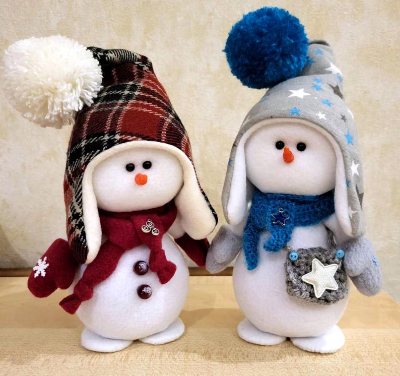 Christmas Snowman Plush Doll, Handmade Amigurumi Snowman, Winter ...
