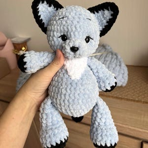 Handmade Crochet Wolf Plush – Soft Amigurumi Stuffed Animal – Cute Woodland Toy – Gift for Kids and Nursery Decor