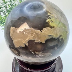 Natural Crystal UV reactive XL Druzy Volcano Agate Sphere 4.1” diameter, 1509.3 grams