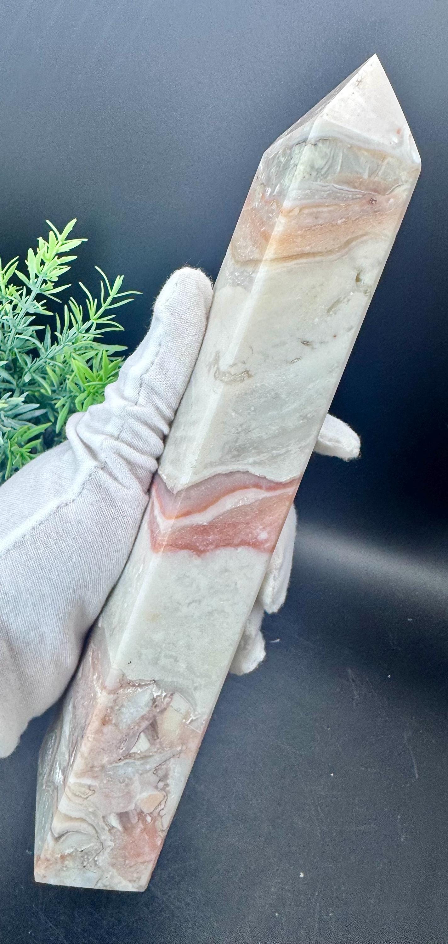 Natural Crystal Pink Lace Agate Tower 9.5” Tall, 799.6 Grams - Etsy