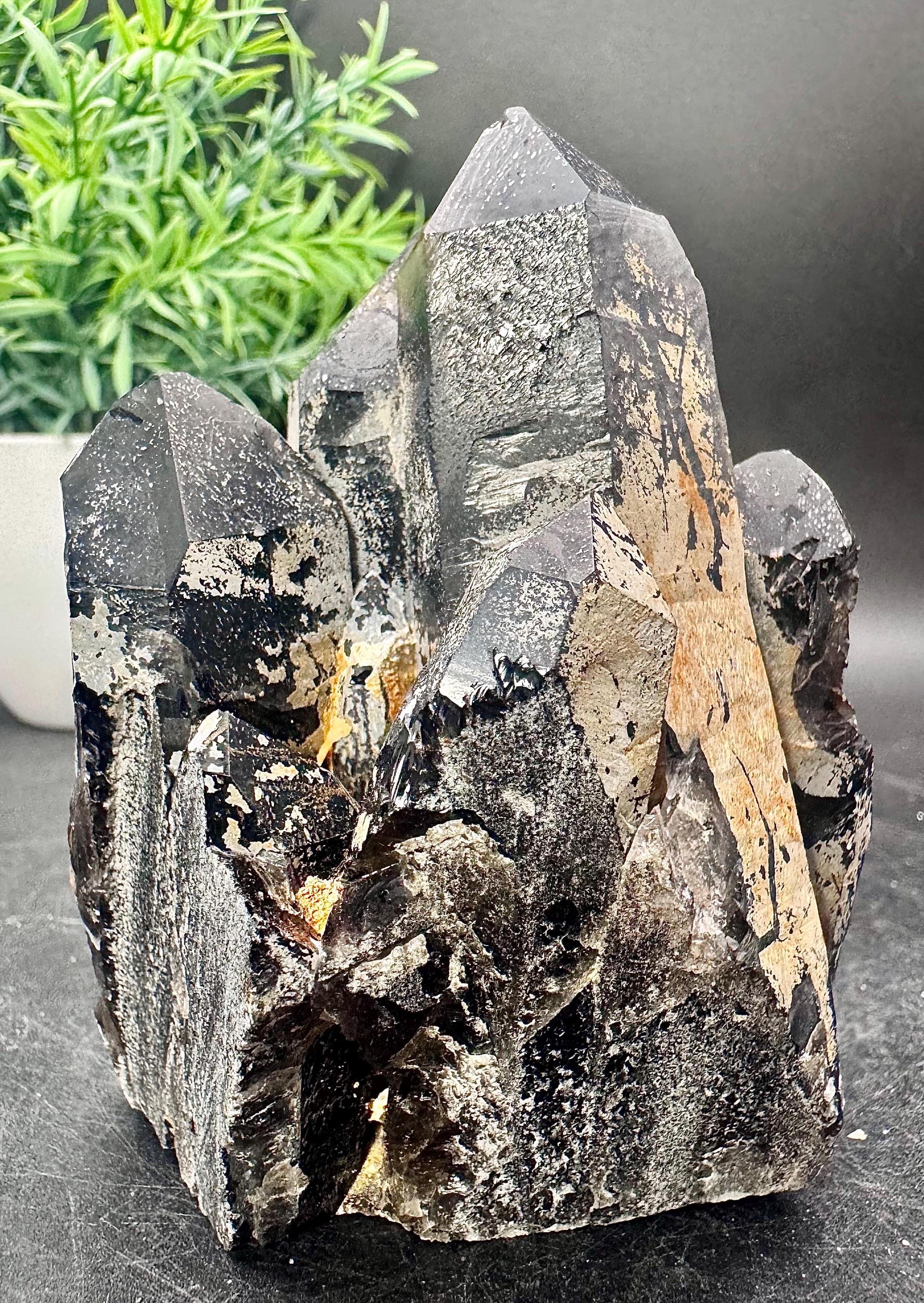 天然水晶 希少スモーキークォーツ ウクライナ産 モリオンポイント/原石