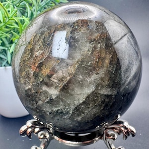Natural Crystal Large Smokey Garden Quartz with Thousand Layer Sphere 2.9” Diameter, 568.2 grams