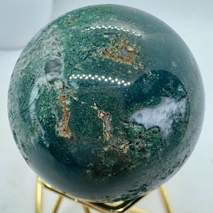 Natural Crystal Druzy Moss Agate Sphere 1.75”, 112.4 grams