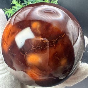 Natural Crystal XL Carnelian Sphere 3.2”, 748.3 grams