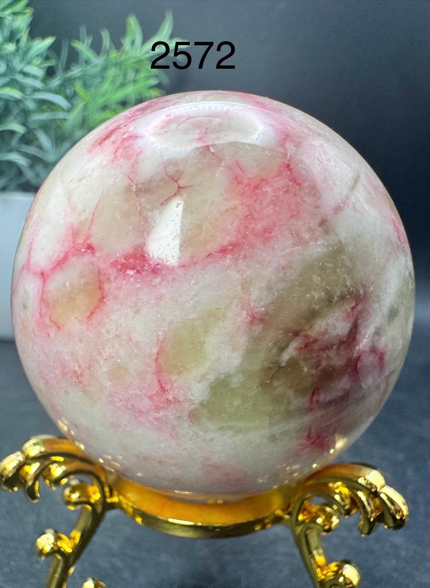 Natural Crystal Pink Thulite With Epidote Sphere (manganese
