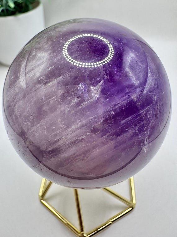 天然クリスタル パープル アメジスト スフィア、直径 2.25 インチ