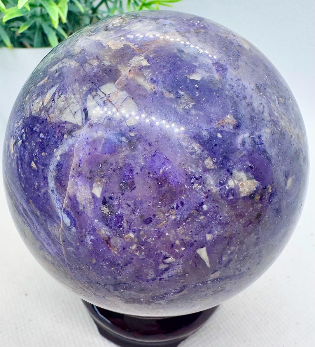 Natural Crystal Rare Purple Root Fluorite Sphere 3.1” Diameter