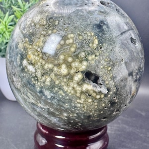 Natural Crystal Rare Large Druzy 8th Vein Ocean Jasper - Collectors Item- 3.2” diameter, 730.8grams(1.6lbs)