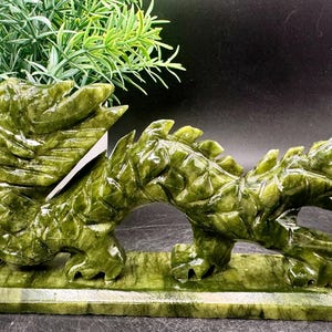 Natural Crystal Green Jade Dragon 7.5” long, 397.1 grams