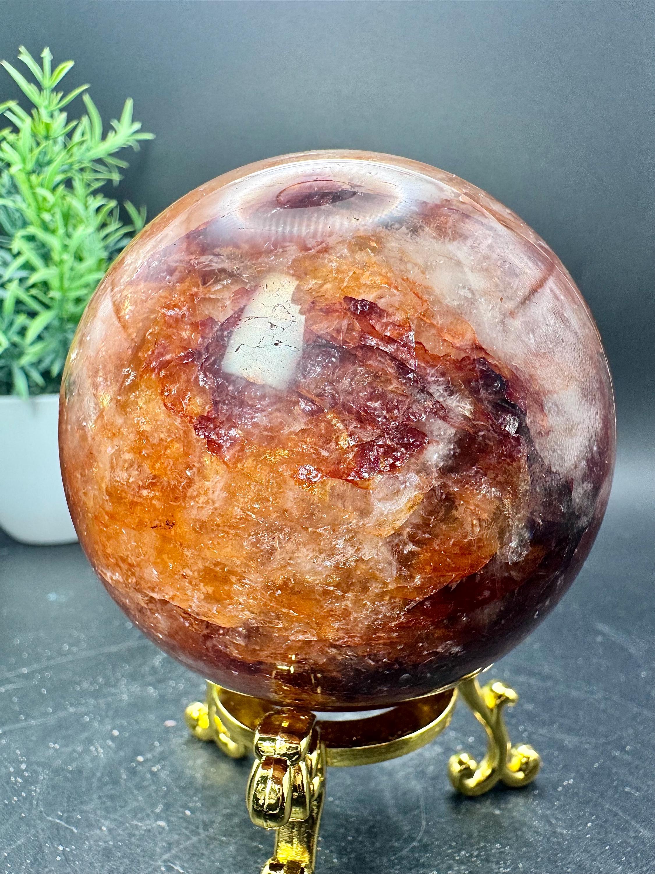 天然水晶大型ファイヤークォーツ球 直径2.9インチ、575.8グラム - Etsy
