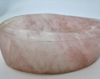 ¡¡¡CON DESCUENTO!!! Cuenco grande de cuarzo rosa de cristal natural, ¡¡¡perfecto para nada!!! 5,2” x 3,6” x 1,5”, 706,7 gramos