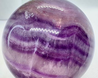 Natural Crystal Purple Fluorite Sphere with Stunning Banding 2.5” diameter, 408 grams
