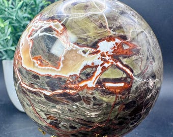 Natural Crystal Money Agate Sphere 2.8” diameter, 475.3 grams