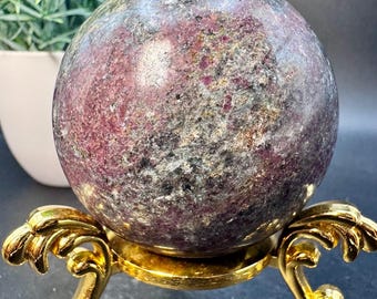Natural Crystal Ruby in Kyanite Sphere with 2.2” diameter, 332.3 grams  UV reactive |Crystals|Chakra|Healing|