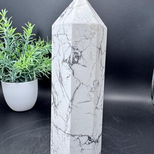 Natural Crystal Howlite Chunky Tower 7” tall, 958.7 grams