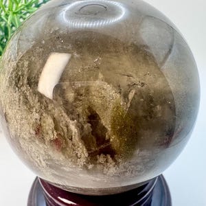 Natural Crystal XL Smokey Garden Quartz with Thousand Layer Sphere 3.4” Diameter, 855.1 grams