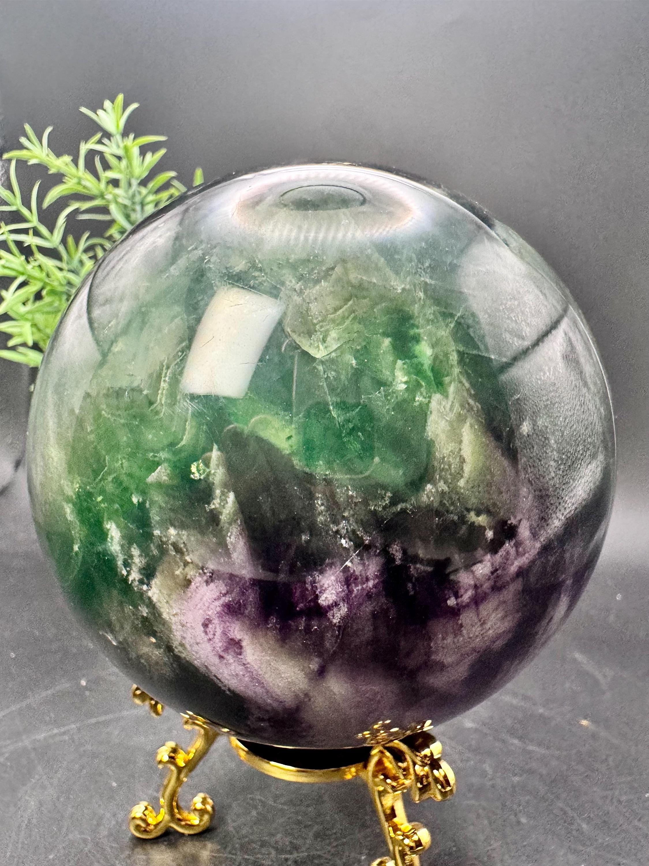 Natural Crystal Extra Large Flashy Green, Purple and Feather