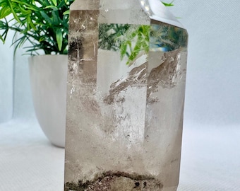 Natural Crystal Garden Quartz Tower Super Clear with rainbow flash (3” tall x 1.5”), 167.5grams