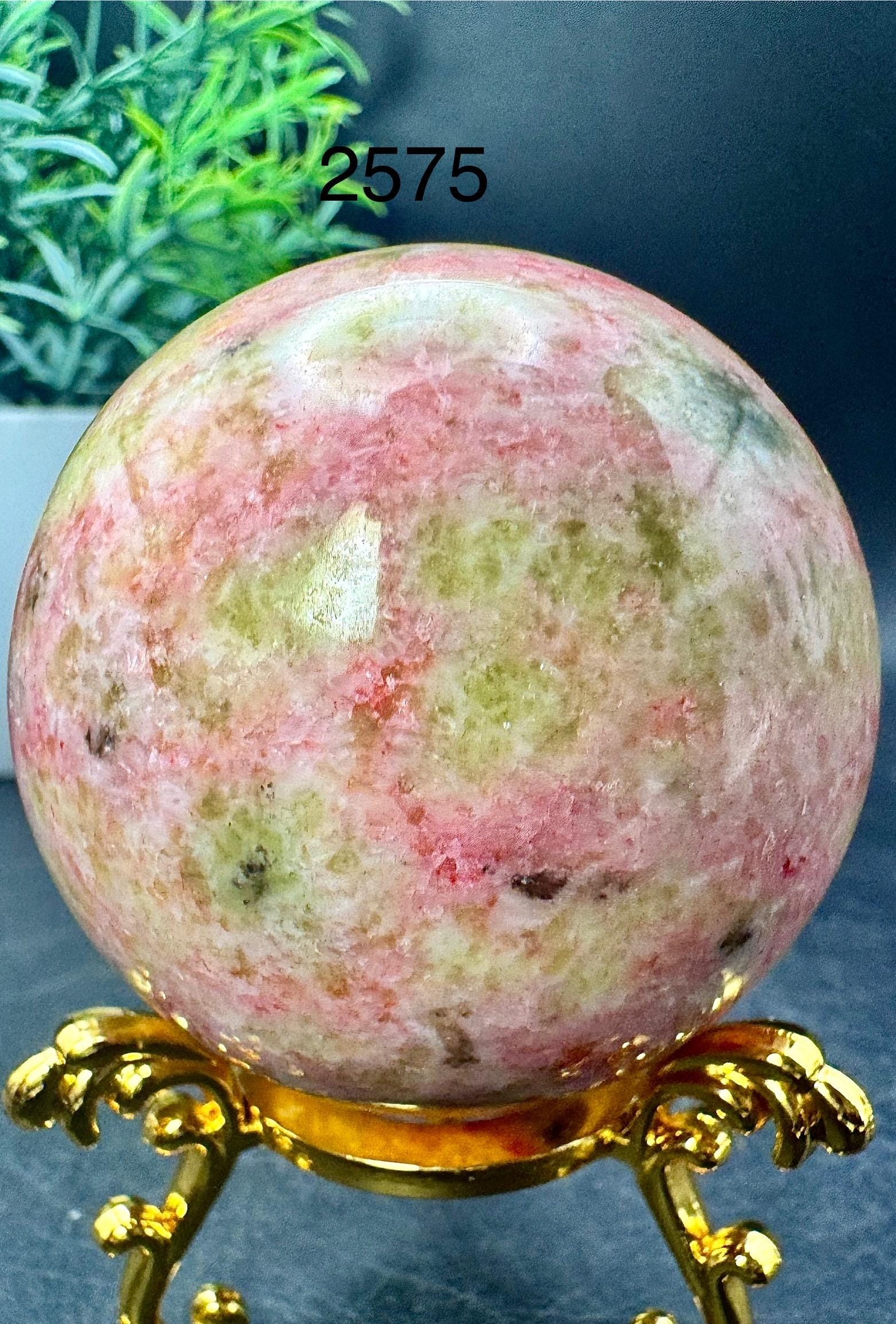 Natural Crystal Pink Thulite With Epidote Sphere (manganese