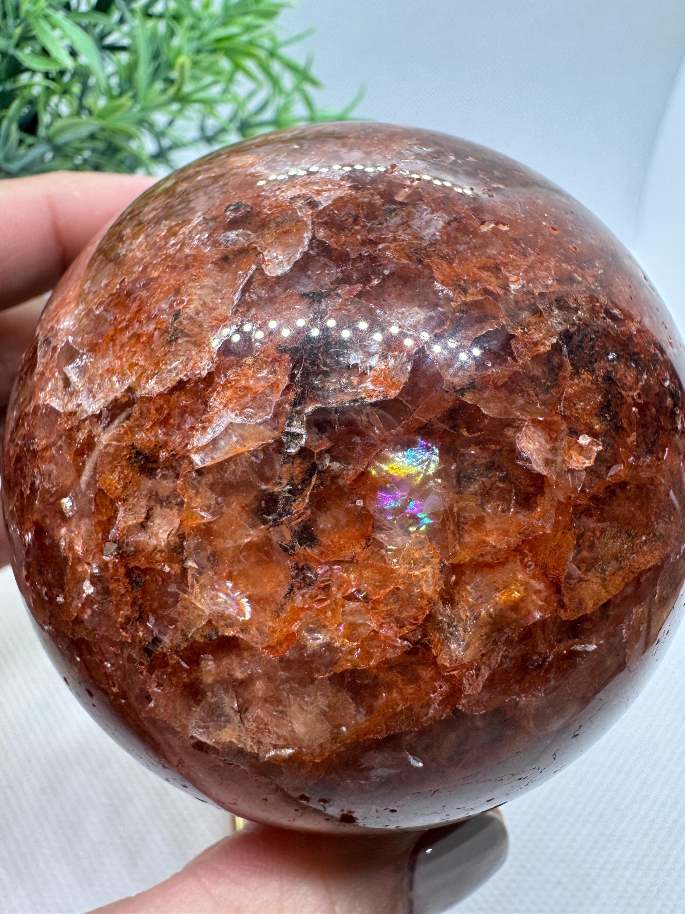 天然クリスタル レインボー フラッシュ ストロベリー クォーツ