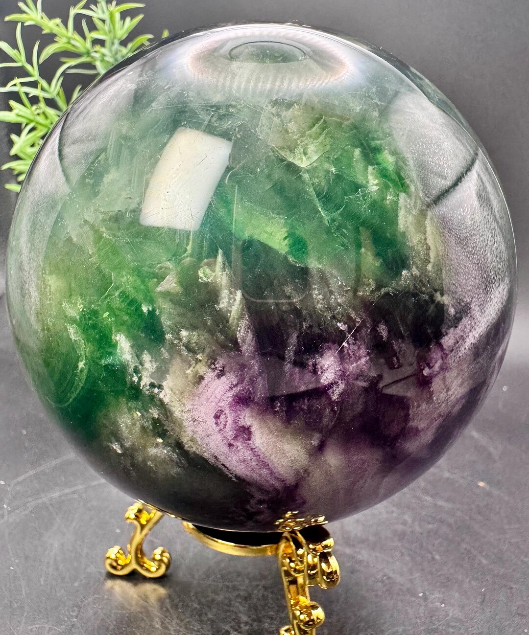Natural Crystal Extra Large Flashy Green, Purple and Feather