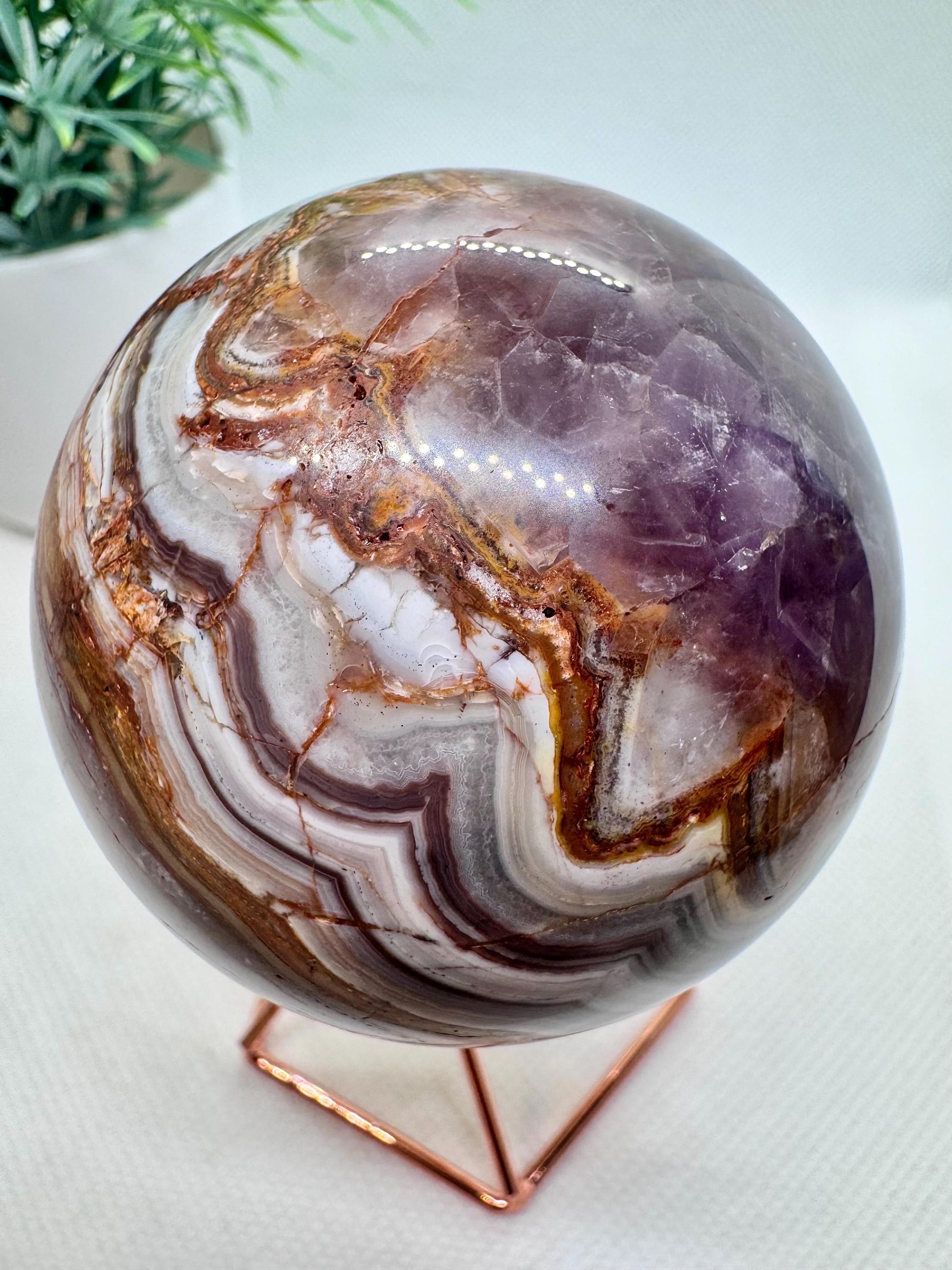 天然クリスタル ピンク&パープルアメジスト、メキシカンレースアゲート