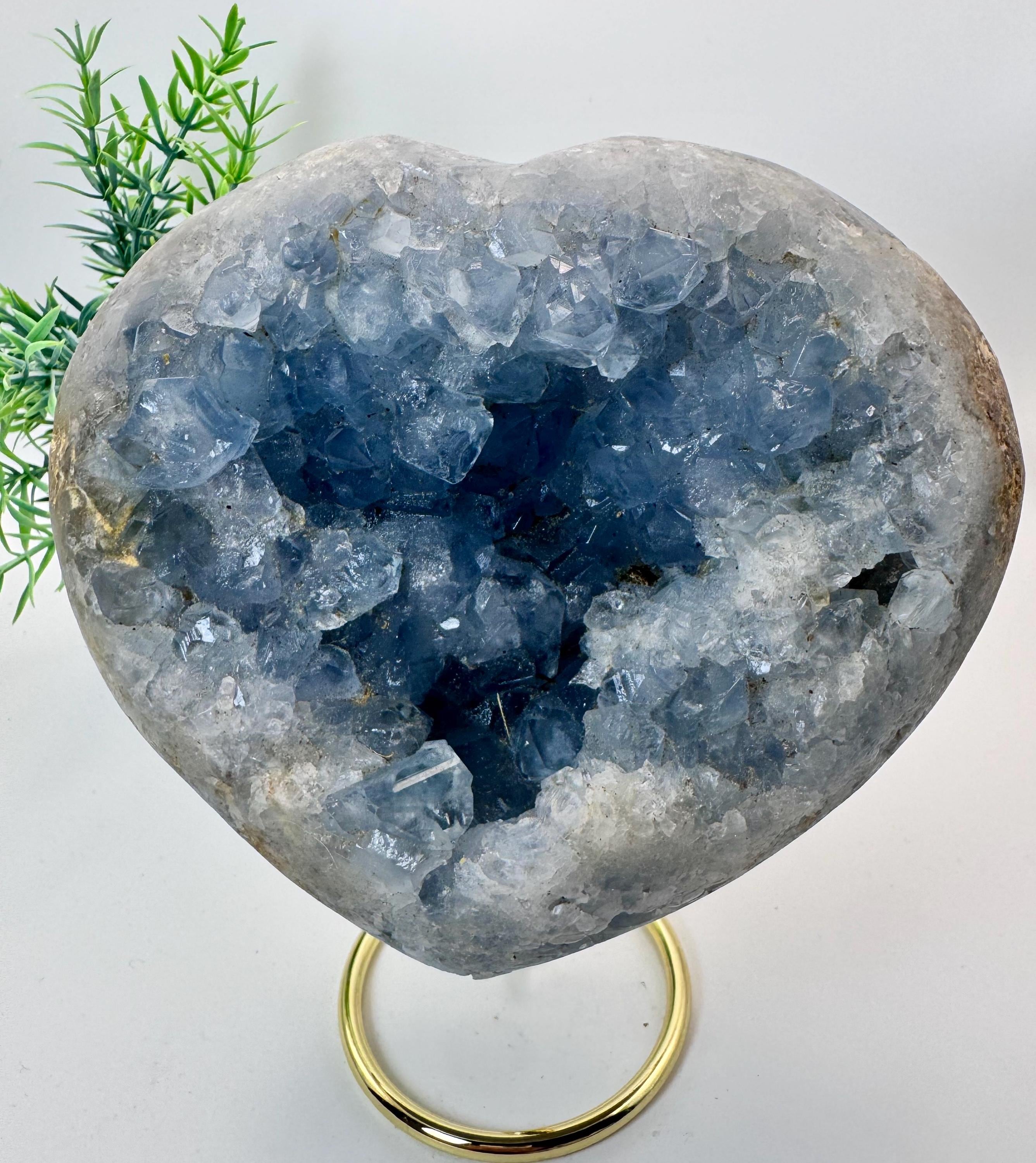 Natural Crystal XL Celestine Heart Cluster Raw Piece 2565 Grams