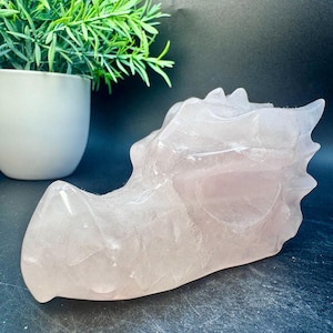 Natural Crystal Rose Quartz Dragon Head Carving 4” long, 246.6 grams