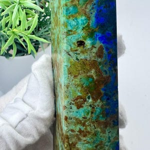 Natural Crystal Rare High Quality &#39;Phoenix Stone&#39; (Turquoise, Chrysocolla, Malachite) Tower 5.2” tall, 236.9 grams