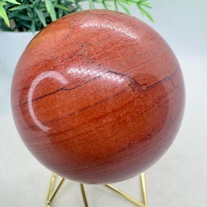 Natural Crystal Red Jasper Sphere Sale with minor imperfections ( scratched ) -see video- 2.4”diameter , 345.3 grams