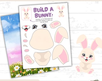 Build a Bunny Easter Craft Printable, Cut and Paste Activity for Toddlers, Preschool Classroom Activity, Kids Easter Craft, Instant Download