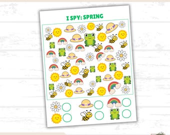 I Spy Printable Worksheet for Kids, Spring I Spy Game, Kids Activity Sheet, Educational Game, Spring Printables, Counting Practice,