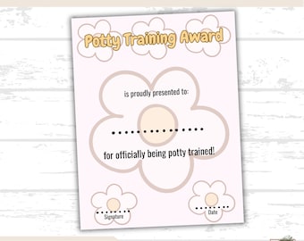 Potty Award Chart Printable, Flower Theme, Toddler Reward Chart, Toilet Training Aid, Potty Training Motivation, Child Success Certificate